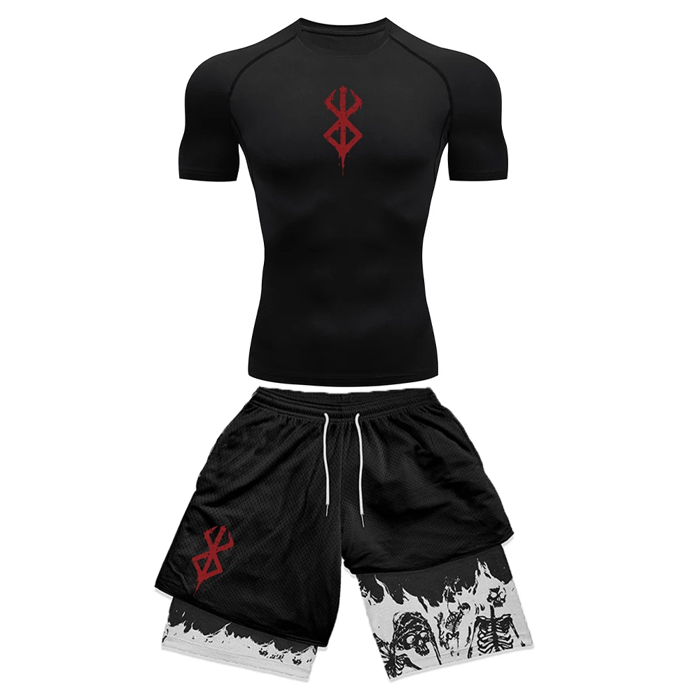 Compression Shorts Athletes - Anime 3D Baskılı Erkek Kompresyon Takımı